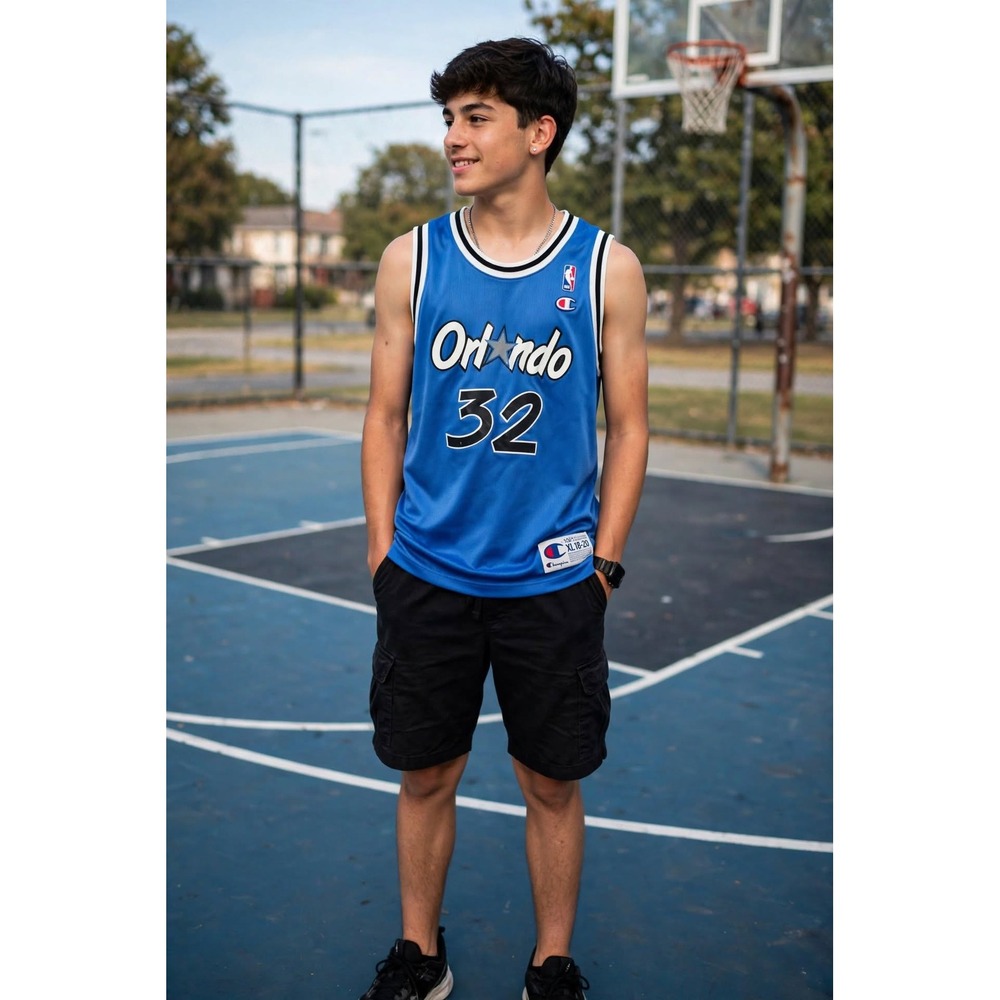 Vtg Champion Mens Youth XL Orlando Magic Jersey 90s Blue O'Neal 32 Basketball